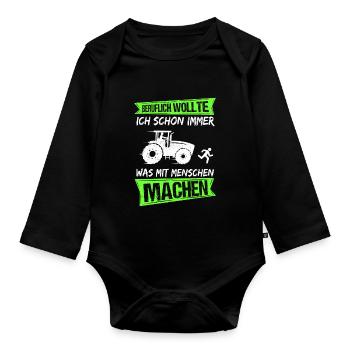 Profession Farmer Tractor Halloween Farmer Farmer Tr - Organic Longsleeve Baby Bodysuit - black - Front