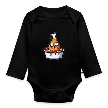 Fried Chicken Chicken Wings Chicken Gift - Organic Longsleeve Baby Bodysuit - black - Front