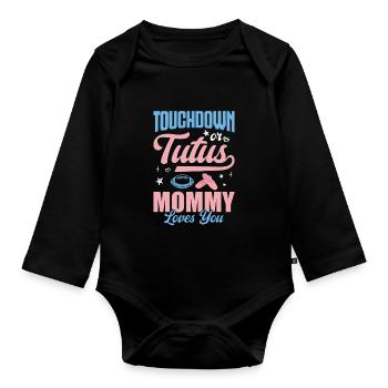 Touchdown Or Tutus Mommy Babyparty Gender Reveal - Baby Bio-Langarm-Body - Schwarz - Vorne