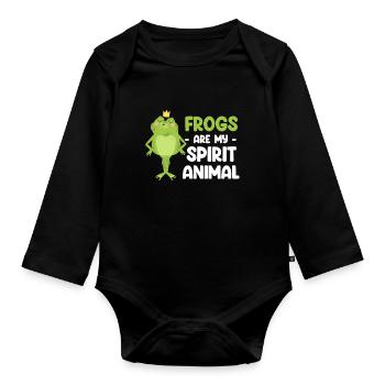 Les grenouilles sont mon animal de pouvoir Cottagecore Axolotl - Body Bébé bio manches longues - noir - Devant