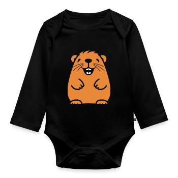 Capybara - Organic Longsleeve Baby Bodysuit - black - Front