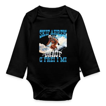 Skifahrer Skiurlaub Ski Drauf G´Frei I Mi - Baby Bio-Langarm-Body - Schwarz - Vorne