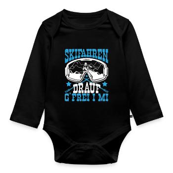 Skifahrer Skiurlaub Ski Drauf G´Frei I Mi - Baby Bio-Langarm-Body - Schwarz - Vorne