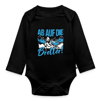 Skifahren Skiurlaub Ab auf die Bretter Ski - Baby Bio-Langarm-Body - Schwarz - Vorne