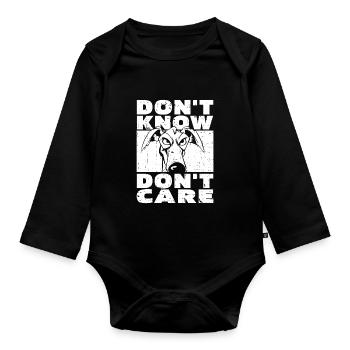 Greyhound Greyhound Funny Dont Know Don't Care - Organic Longsleeve Baby Bodysuit - black - Front