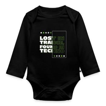 Lost In Trance EDM Festival Music - Organic Longsleeve Baby Bodysuit - black - Front