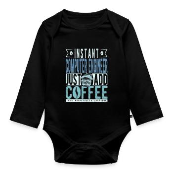 Ingénieur informatique instantané Il suffit d’ajouter du café - Body Bébé bio manches longues - noir - Devant