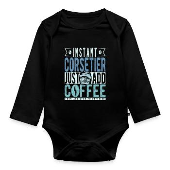 Instant-Korsett, einfach Kaffee hinzufügen - Baby Bio-Langarm-Body - Schwarz - Vorne