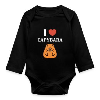 Humour Capybara - Body Bébé bio manches longues - noir - Devant