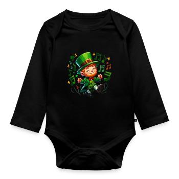 Irish Dancing Ireland Outfit Irish Music - Organic Longsleeve Baby Bodysuit - black - Front