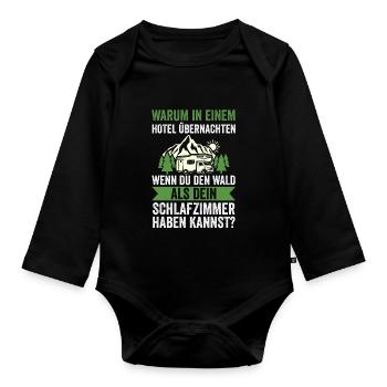 Camper Caravan Motorhome Camping Camping - Organic Longsleeve Baby Bodysuit - black - Front