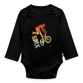 BMX Farbe Fahrrad Fans Rad Biker BMX Fahradfahrer - Baby Bio-Langarm-Body - Schwarz - Vorne