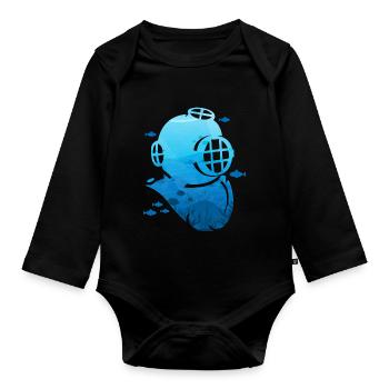 Underwater Exploration Oldschool Diving Helmet - Baby Bio-Langarm-Body - Schwarz - Vorne