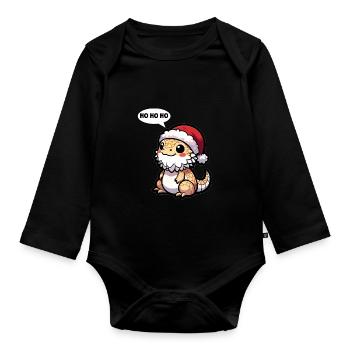 Mignon dragon barbu lézard de Noël Gecko - Body Bébé bio manches longues - noir - Devant
