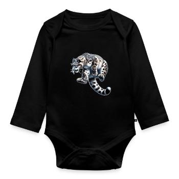 Snow Leopard Leopard White Leopard - Organic Longsleeve Baby Bodysuit - black - Front