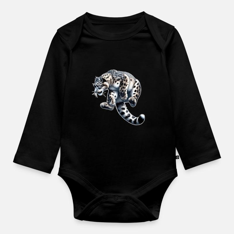Schneeleopard Leopard Weißer Leopard - Baby Bio-Langarm-Body - Schwarz