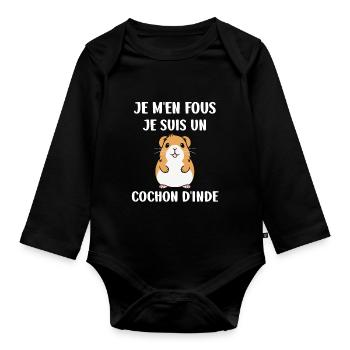 Humour cochon d'ine - Body Bébé bio manches longues - noir - Devant