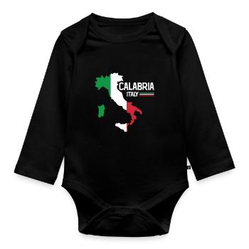 Calabria Italy Kalabrien Landkarte Region Italien - Baby Bio-Langarm-Body - Schwarz - Vorne