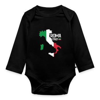 Roma Italie Rome Carte Régions Italie - Body Bébé bio manches longues - noir - Devant