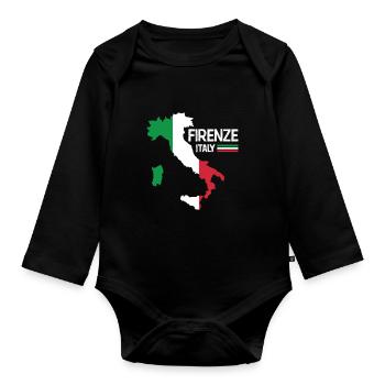 Firenze Italy Florence Map Regions Italy - Organic Longsleeve Baby Bodysuit - black - Front