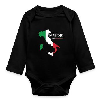 Marche Italy Marche Map Regions Italy - Organic Longsleeve Baby Bodysuit - black - Front