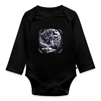 Edgar Allan Poe Fan, Classic Literature, - Organic Longsleeve Baby Bodysuit - black - Front