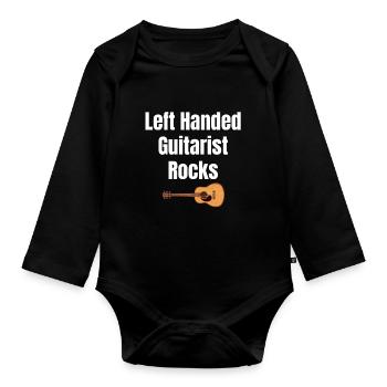 Left-handed guitarist rocks. guitar, bassist, - Organic Longsleeve Baby Bodysuit - black - Front