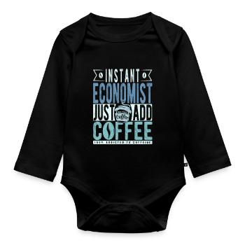 Instant Economist Fügen Sie einfach Kaffee hinzu - Baby Bio-Langarm-Body - Schwarz - Vorne