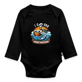 Boating Dad Boat Captain Pontoon Sailor Cruising - Baby Bio-Langarm-Body - Schwarz - Vorne