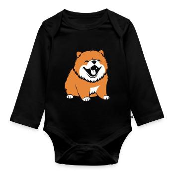 Chow Chow Hund - Baby Bio-Langarm-Body - Schwarz - Vorne