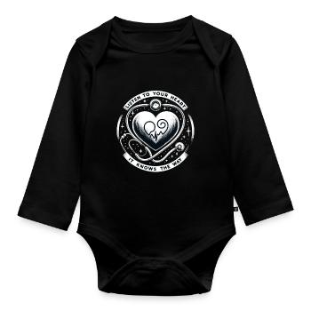 Healthy Heartbeat February Heart Awareness - Organic Longsleeve Baby Bodysuit - black - Front