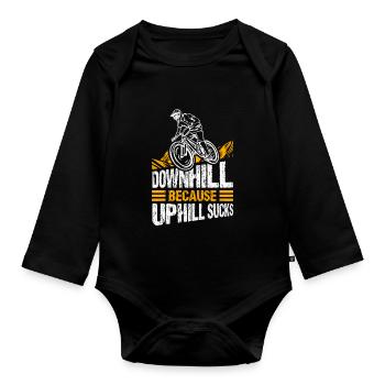 Downhill Because Uphill Sucks Geschenk MTB Biker R - Baby Bio-Langarm-Body - Schwarz - Vorne