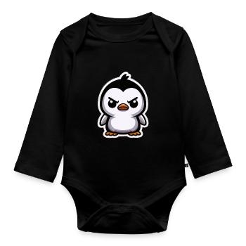 Drôle de pingouins pingouin en colère - Body Bébé bio manches longues - noir - Devant