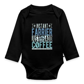 Instant-Hufschmied einfach Kaffee hinzufügen - Baby Bio-Langarm-Body - Schwarz - Vorne