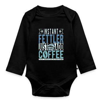 Instant Fettler Einfach Kaffee hinzufügen - Baby Bio-Langarm-Body - Schwarz - Vorne