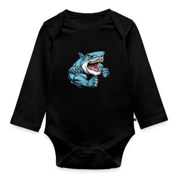 Requin biceps tatouage j’aime papa - Body Bébé bio manches longues - noir - Devant