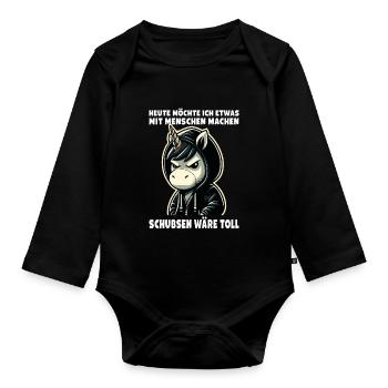Bousculer serait un grand amateur de licorne sarcastique - Body Bébé bio manches longues - noir - Devant