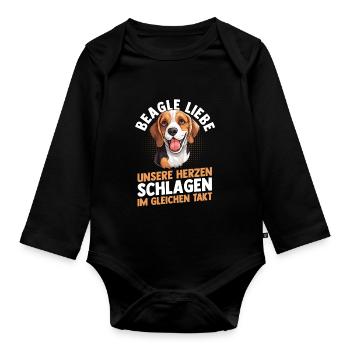 Dog Beagle - Organic Longsleeve Baby Bodysuit - black - Front