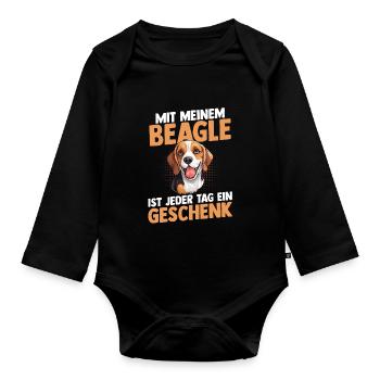 Chien Beagle - Body Bébé bio manches longues - noir - Devant