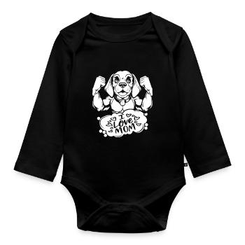 Beagle I Love Dad - Baby Bio-Langarm-Body - Schwarz - Vorne