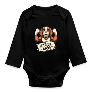 Beagle I Love Dad - Baby Bio-Langarm-Body - Schwarz - Vorne