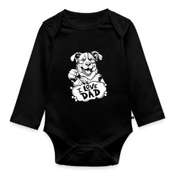 Border Collie J’aime Papa - Body Bébé bio manches longues - noir - Devant
