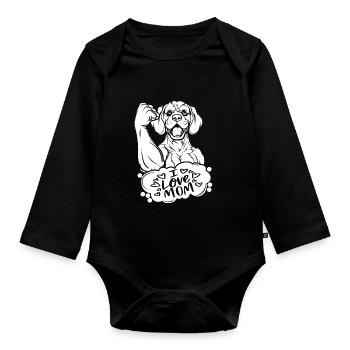 Brittany Spaniel I Love Dad - Baby Bio-Langarm-Body - Schwarz - Vorne