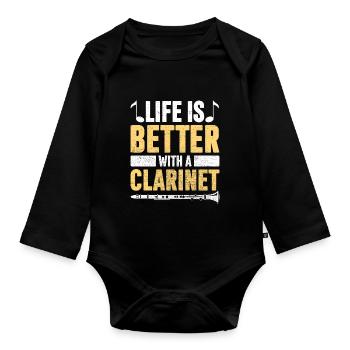 Clarinetist Clarinet Playing Bass Musician - Organic Longsleeve Baby Bodysuit - black - Front