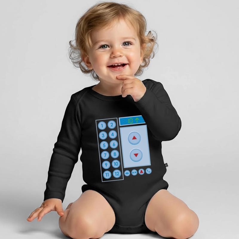 Elevator Elevator Elevator Buttons Elevator Organic Longsleeve Baby Bodysuit