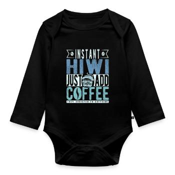 Instant-Hiwi Einfach Kaffee hinzufügen - Baby Bio-Langarm-Body - Schwarz - Vorne