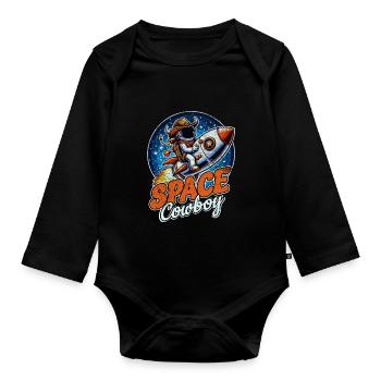 Space Cowboy - Organic Longsleeve Baby Bodysuit - black - Front