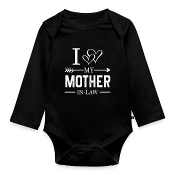 I Love My Mother in Low Son in Law Gifts - Baby Bio-Langarm-Body - Schwarz - Vorne
