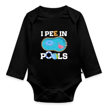 Ich Pinkle In Pools Lustige Witze Sarkastische - Baby Bio-Langarm-Body - Schwarz - Vorne