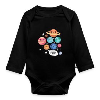 Pluto Planet Witz Lustig Kosmonaut Galaxy Physiker - Baby Bio-Langarm-Body - Schwarz - Vorne